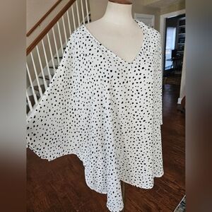 Twenty Ten Black & White Polka Dot Dress | Cover-Up | Flowy V-Neck Size L
